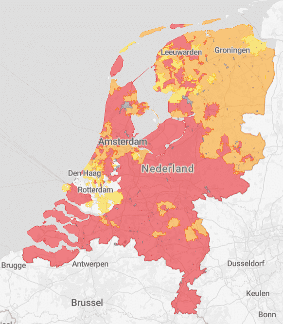 Kaart netcongestie in NL - bron EBN